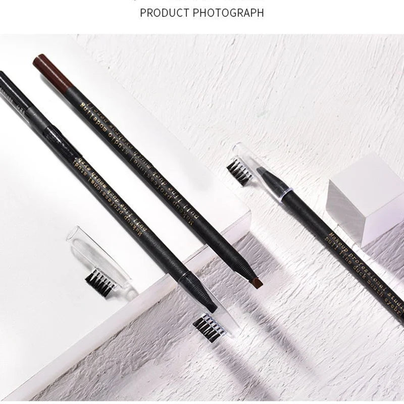 5PCS Haozhuang Brown Eyebrow Pencil Set Natural Waterproof Long Lasting Makeup Cosmetic Brush