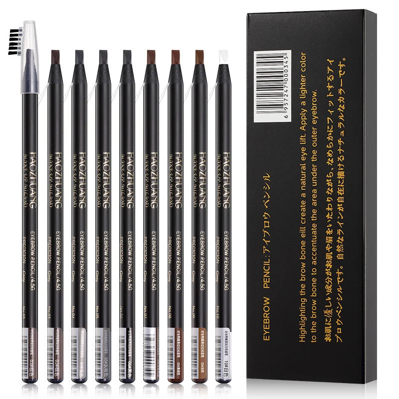 5PCS Haozhuang Brown Eyebrow Pencil Set Natural Waterproof Long Lasting Makeup Cosmetic Brush
