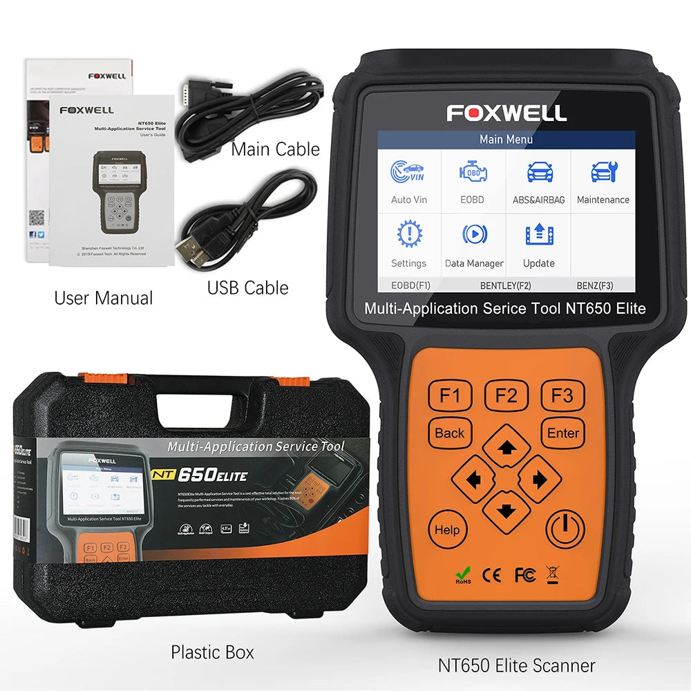 Foxwell NT650 Elite OBD2 Automotive Scanner SAS A/F Oil EPB BRT TPS 26 Plus Reset Professional Auto Car Diagnostic Tool