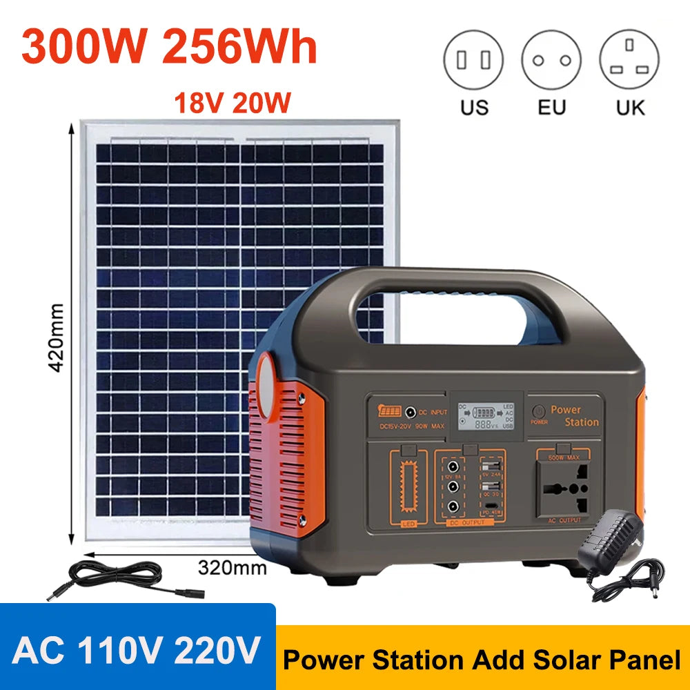 300W 500W Portable Power Station Solar Generator 460Wh LiFePO4 Batteries 110V 220V Energy Storage Supply LED For Camping RV Trip