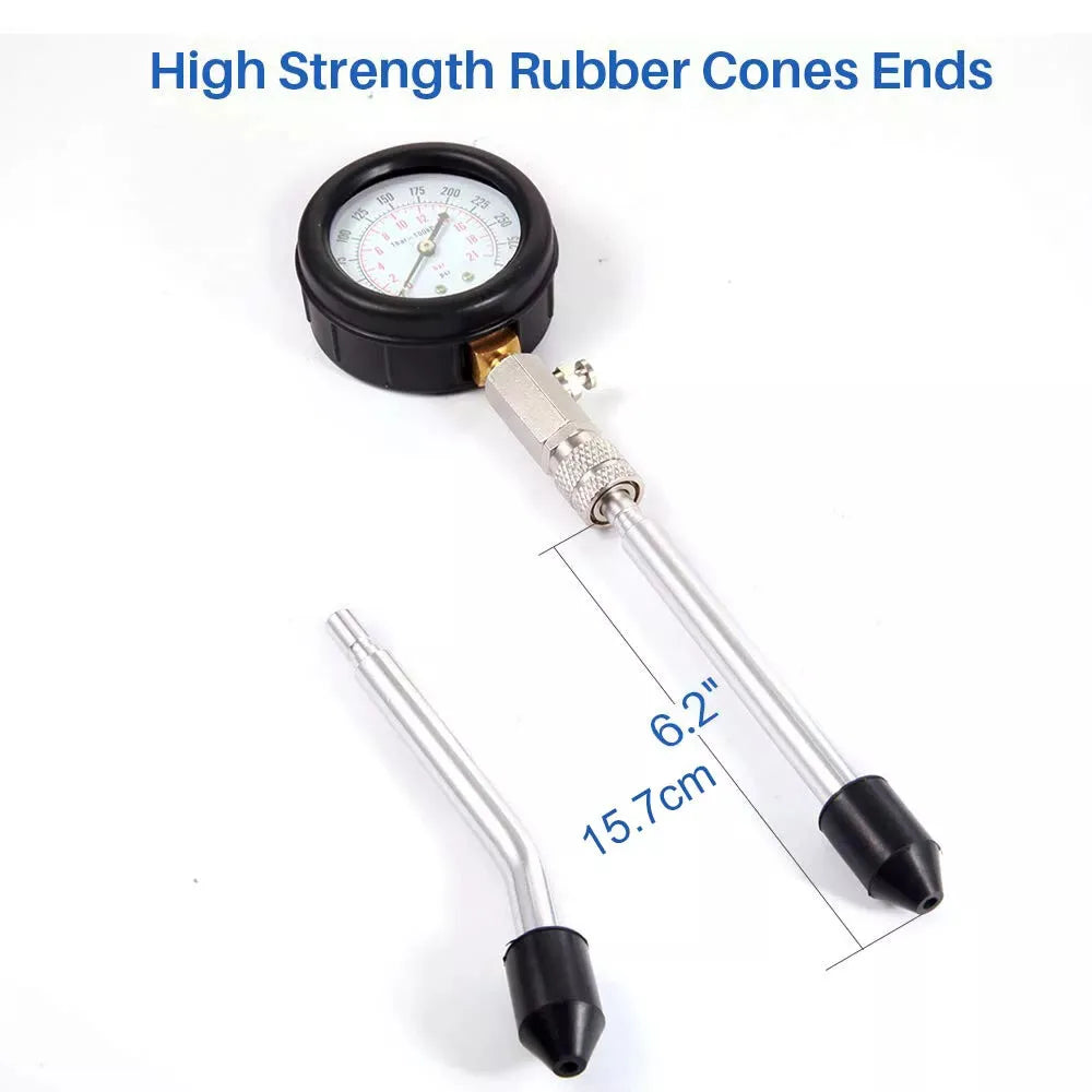 Petrol Engine Cylinder Compression Tester Kit Automotive and Motorcycles Tool 0 to 300 PSI Engine Cylinder Pressure 0 to 21 Bar Gauge