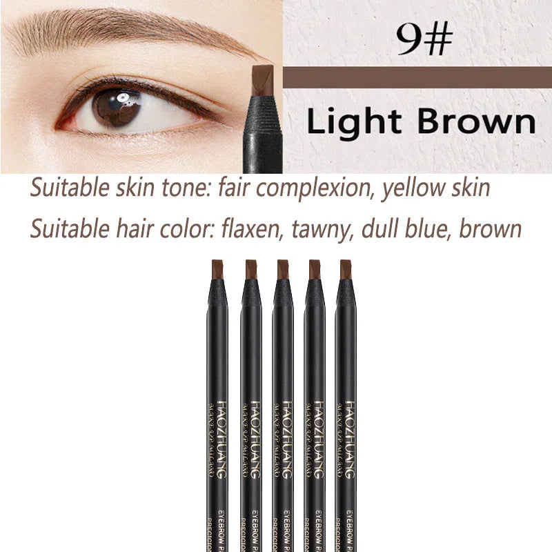 5PCS Haozhuang Brown Eyebrow Pencil Set Natural Waterproof Long Lasting Makeup Cosmetic Brush