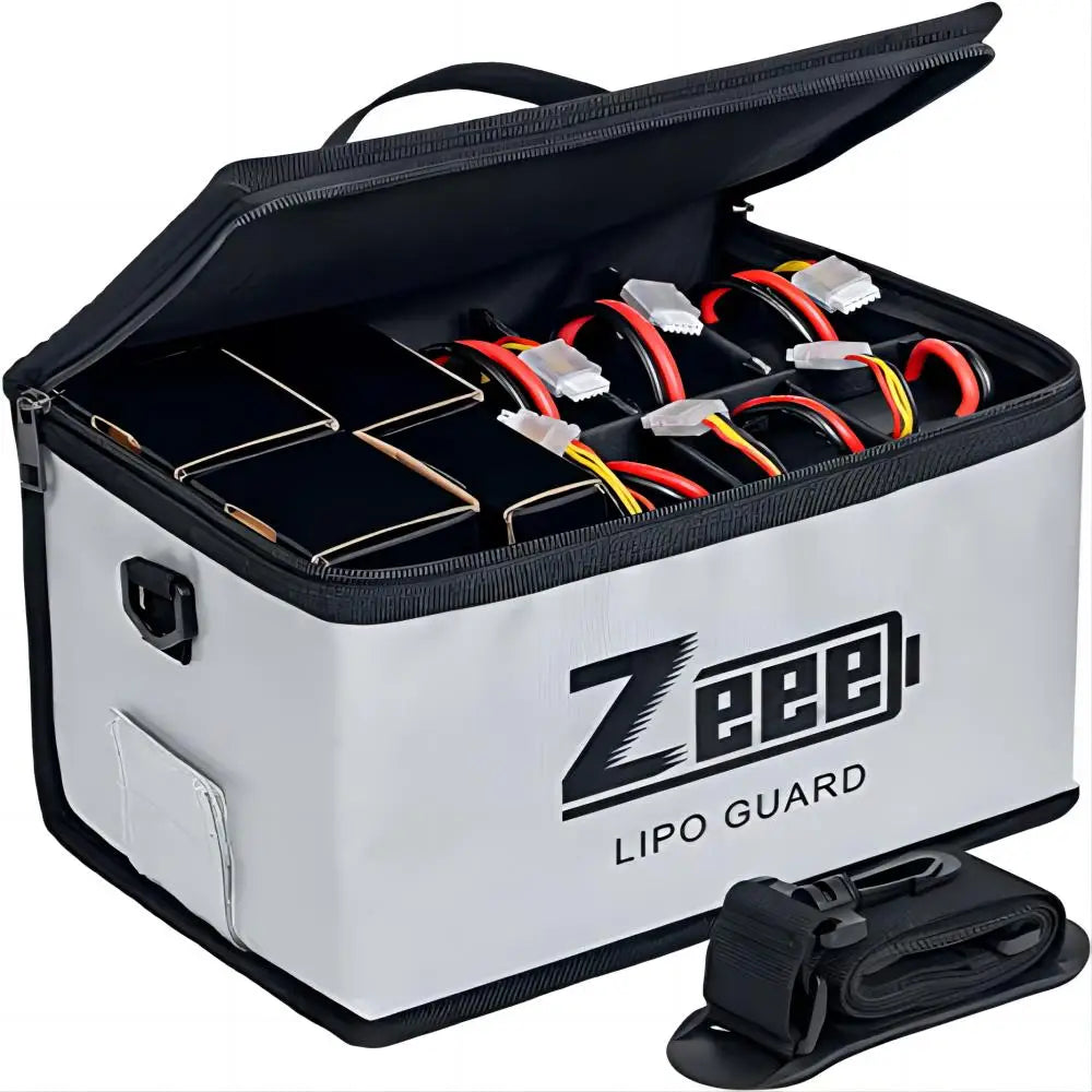 Zeee Lipo Safe Bag Fireproof Storage Pouch Large Capacity Battery Charging Safe Bag for 10 Cell Adjustable Use