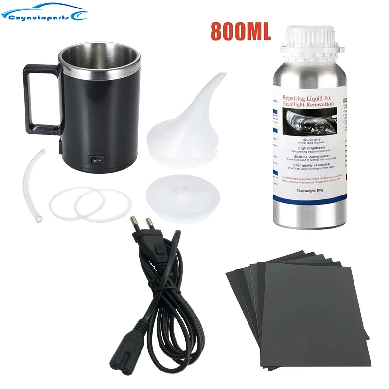 Car Headlight Polishing Restoration Kit Auto Headlight Restorer Repair Set 800ML Liquid Polymer Evaporator