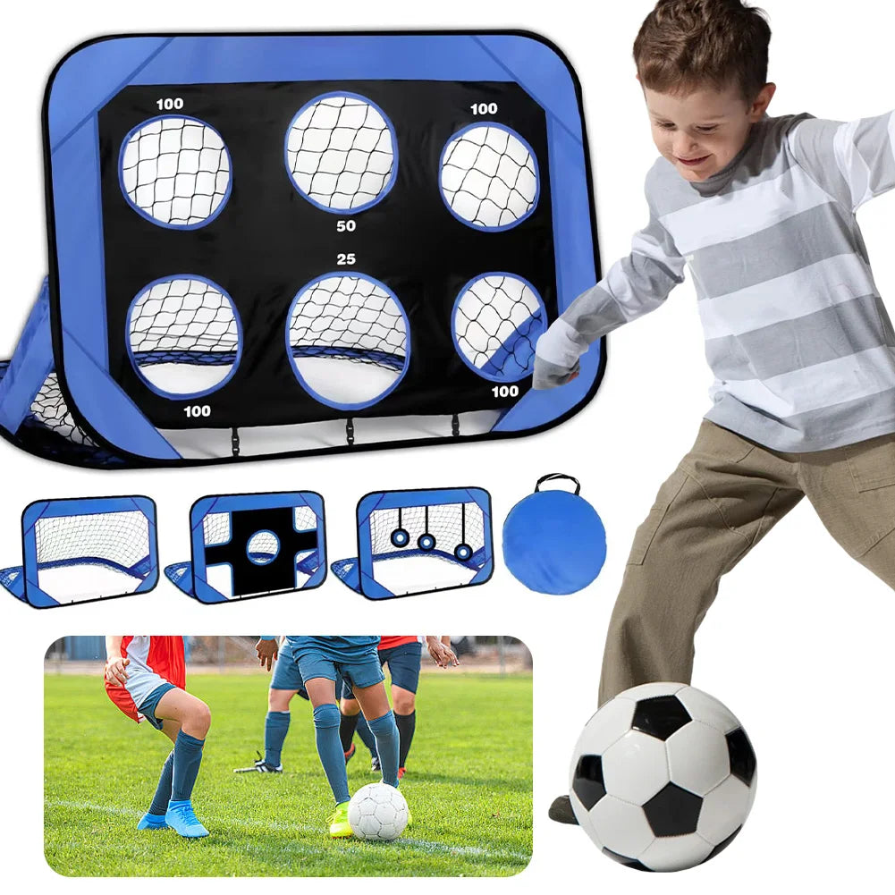 Kids Soccer Goal Portable Training Equipment with 4 Goal Modes Football Shooting Target Net for Backyard