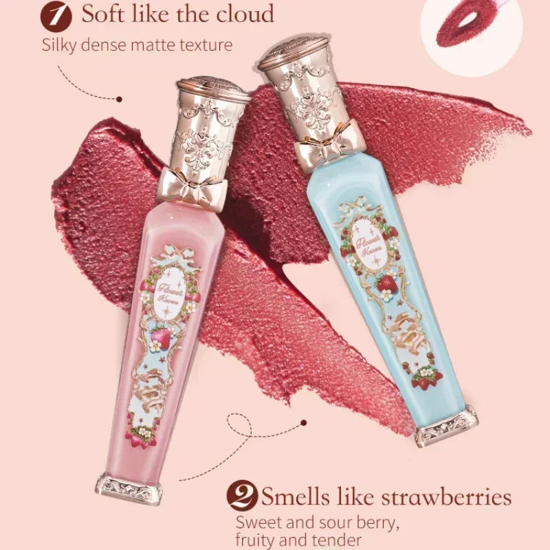 Flower Knows Strawberry Rococo Series Cloud Lip Cream Lip Gloss Long Lasting Velvet Lip Tint Lipstick for Women