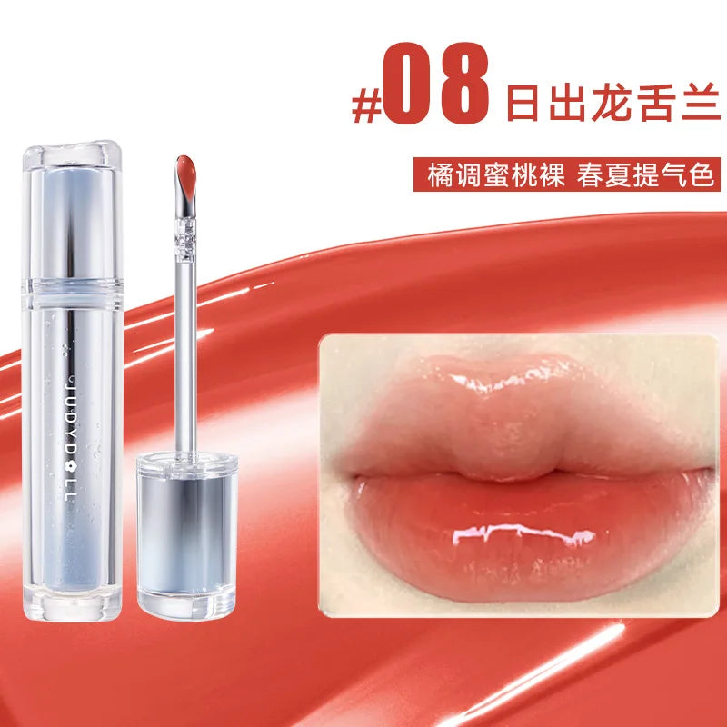 Judydoll Lip Glaze Mirror Shine Watery Lipstick Non Stick Cup Long Lasting Moisturizing Lip Tint Waterproof Makeup Cosmetics
