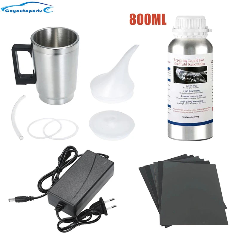 Car Headlight Polishing Restoration Kit Auto Headlight Restorer Repair Set 800ML Liquid Polymer Evaporator