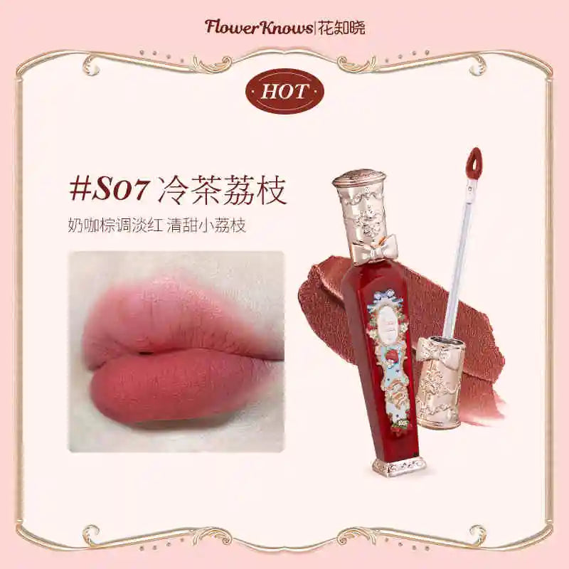 Flower Knows Strawberry Rococo Series Cloud Lip Cream Lip Gloss Long Lasting Velvet Lip Tint Lipstick for Women