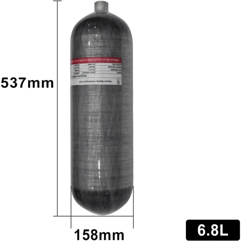 Tuxing 4500 Psi Carbon Fiber Scuba Tank 6.8L 414 Cu In High Pressure Composite Cylinder Diving Tank Deep Dive Gas Cylinder