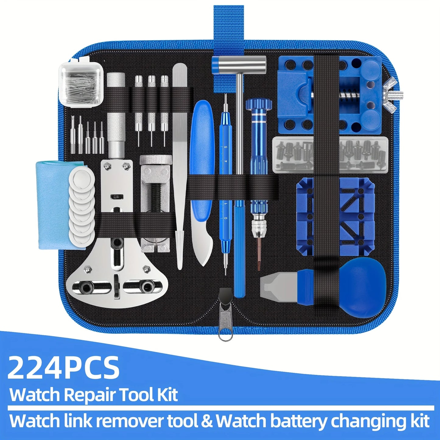 Watch Repair Kit Professional Watch Repair Tool Battery Replacement Tool Kit 224pcs Spring Bar Tool Set