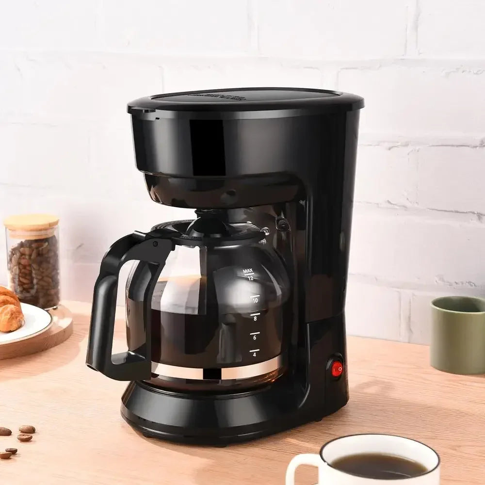Black 12 Cup Coffee Maker with Auto Keep Warm Function Indicator Light Dishwasher Safe Easy Clean