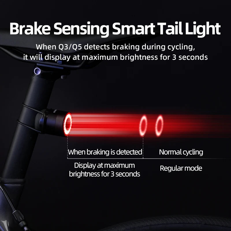 Rockbros Waterproof Type C Rechargeable Bicycle Headlight 200M Range With Tail Light Cycling Accessory