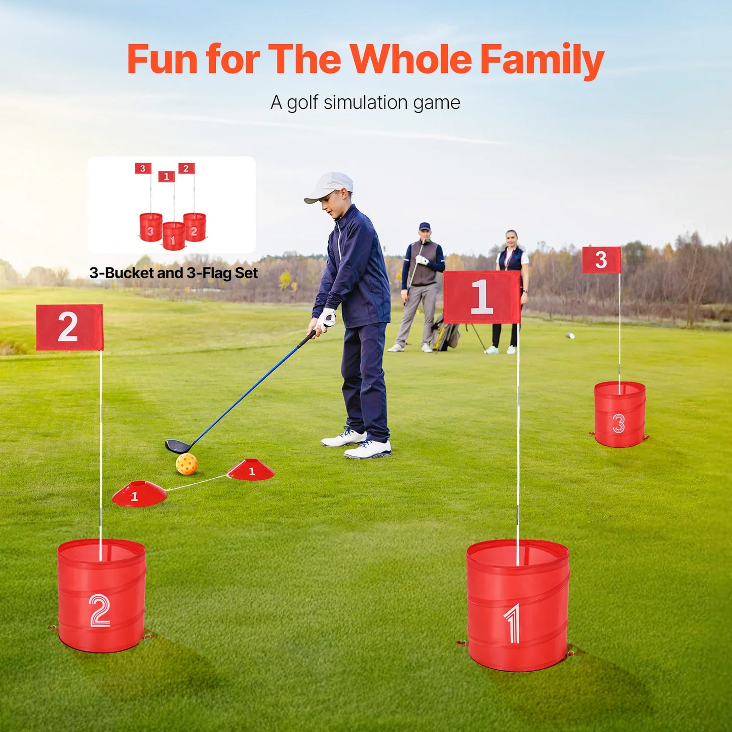 SucceBuy 3 6 9 Hole Kids Backyard Golf Game Bucket Set