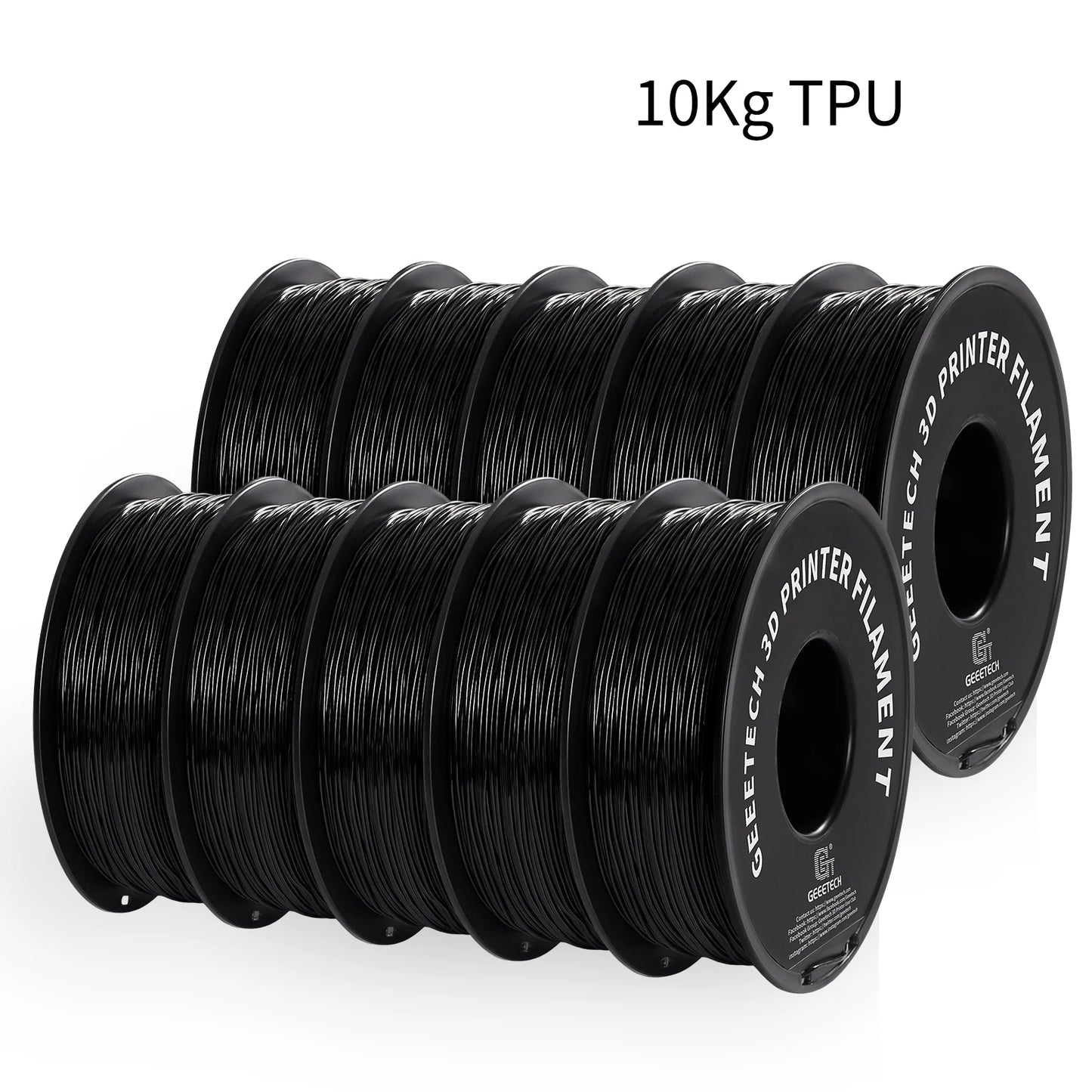 GEEETECH 10Kg TPU 3D Printer Filament 1kg 2.2LBS Spool 1.75mm Non-Toxic Vacuum Packaging Shore Hardness 95A