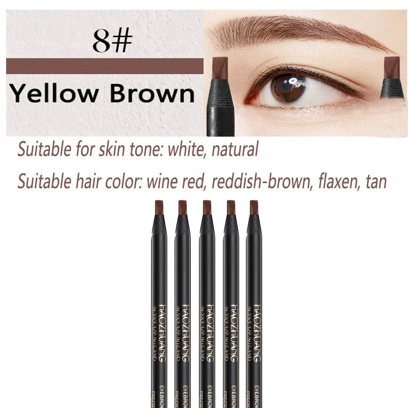 5PCS Haozhuang Brown Eyebrow Pencil Set Natural Waterproof Long Lasting Makeup Cosmetic Brush