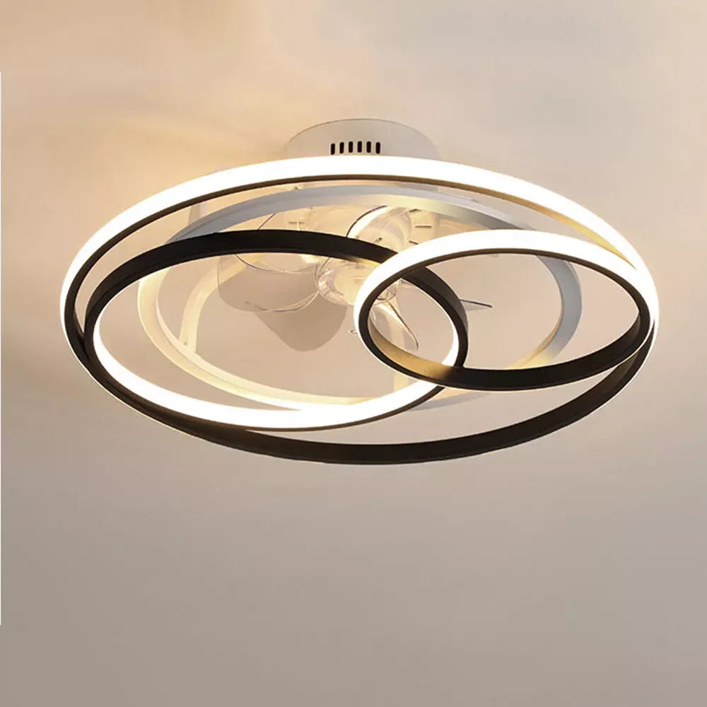 Modern Ceiling Fan Light with 3-Color LED and Remote Control