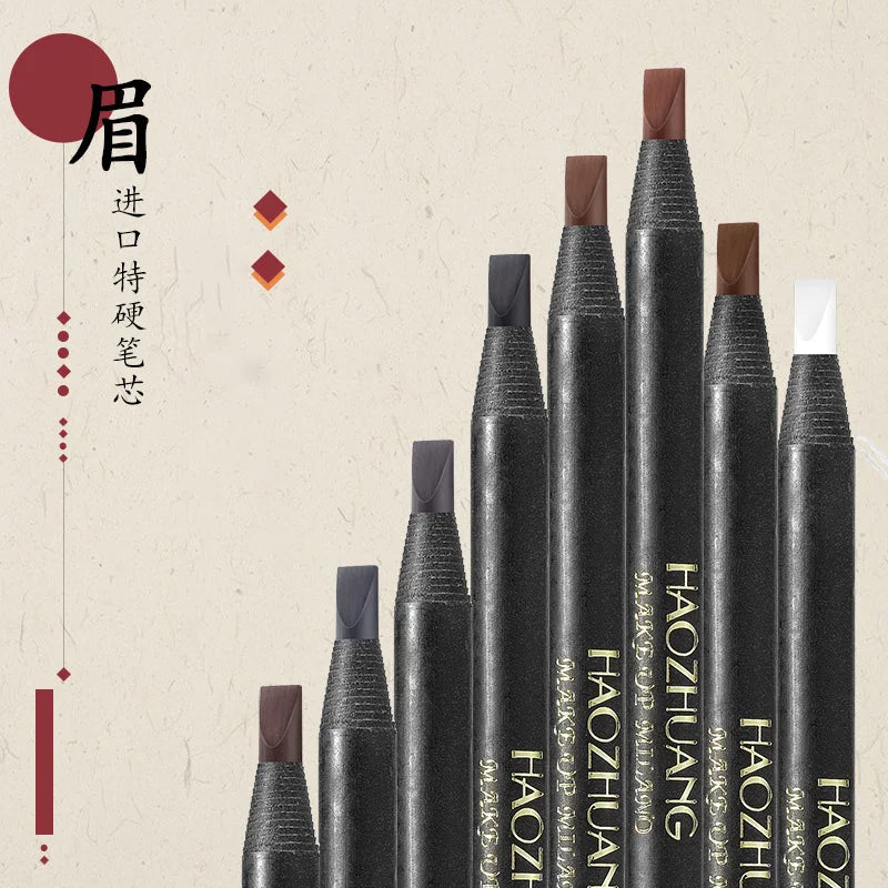 5PCS Haozhuang Brown Eyebrow Pencil Set Natural Waterproof Long Lasting Makeup Cosmetic Brush