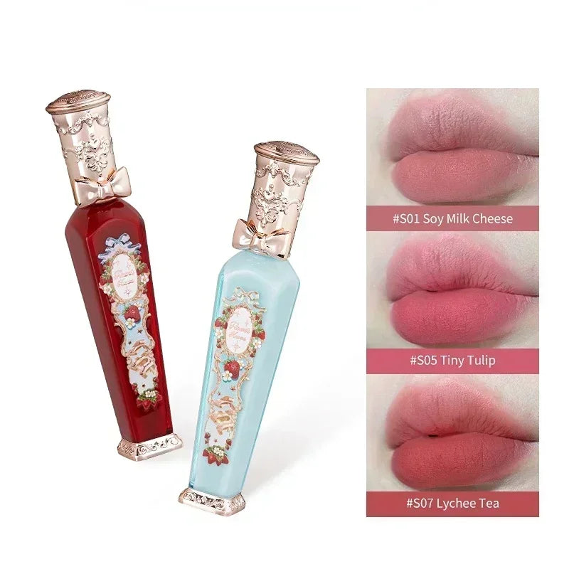 Flower Knows Strawberry Rococo Series Cloud Lip Cream Lip Gloss Long Lasting Velvet Lip Tint Lipstick for Women