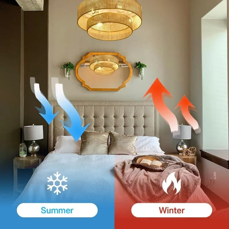 20 Inch Bamboo Flush Mount Ceiling Fan with Light Remote