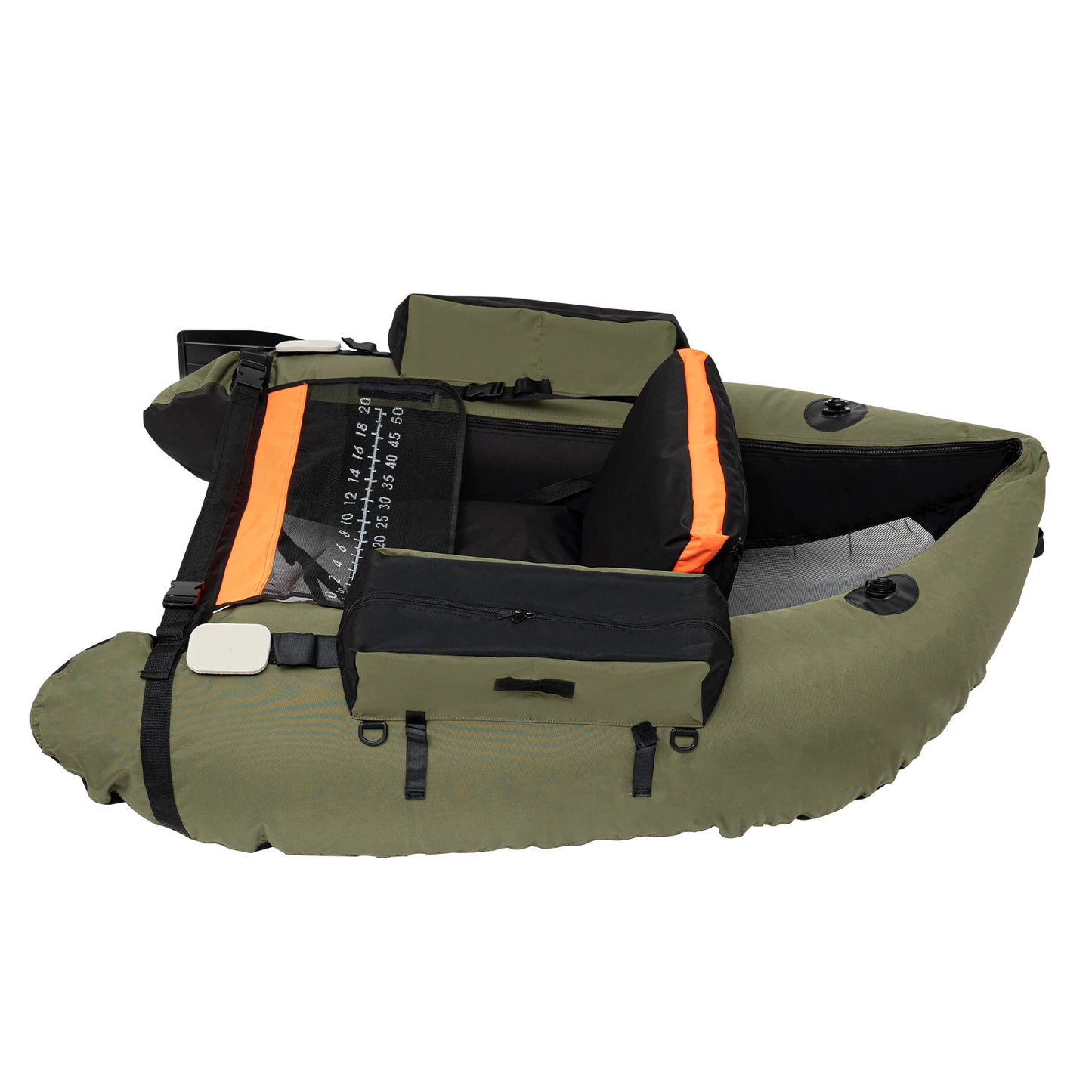 Inflatable Fishing Boat with Hand Air Pump for Outdoor Activities 136x105cm Max Capacity 286.6 lbs Ideal for Camping Fishing and Hiking Green