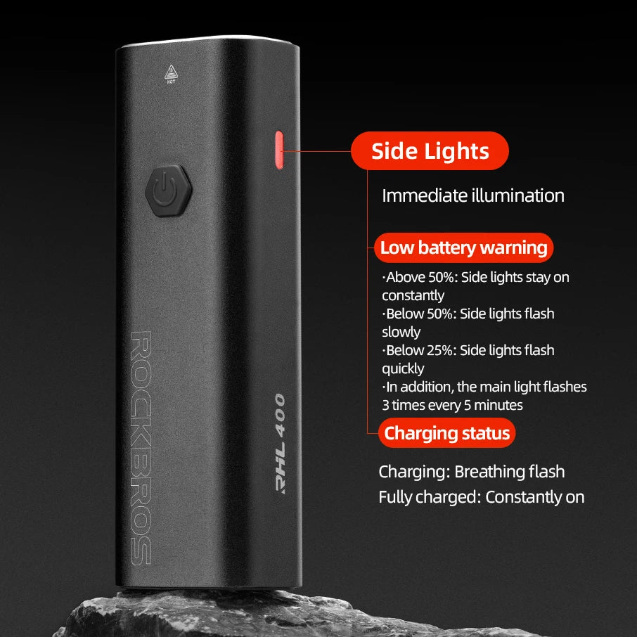 Rockbros Bike Light Waterproof Type C Rechargeable Bicycle Headlight 200M Range Flashlight With Tail Light Cycling Accessory