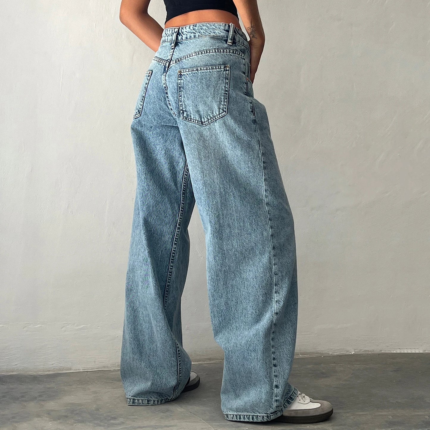 Y2K Baggy Jeans for Women Trendy Low Rise Casual Straight Leg Boyfriend Denim Pants with Pockets Streetwear