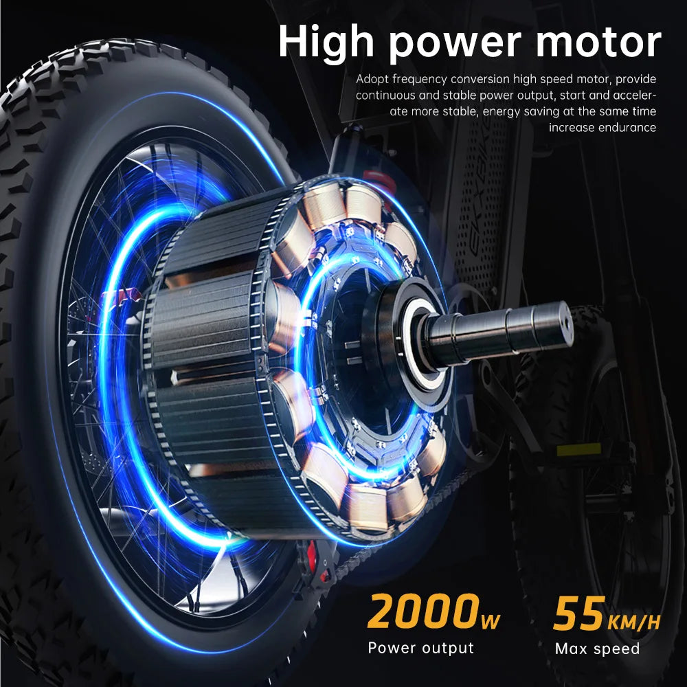 EKX X21 Adults Electric Bike 2000W 48V 35AH Samsung Battery 55km/h Off Road Mountain Ebike 20 Inch 4.0 Tyres