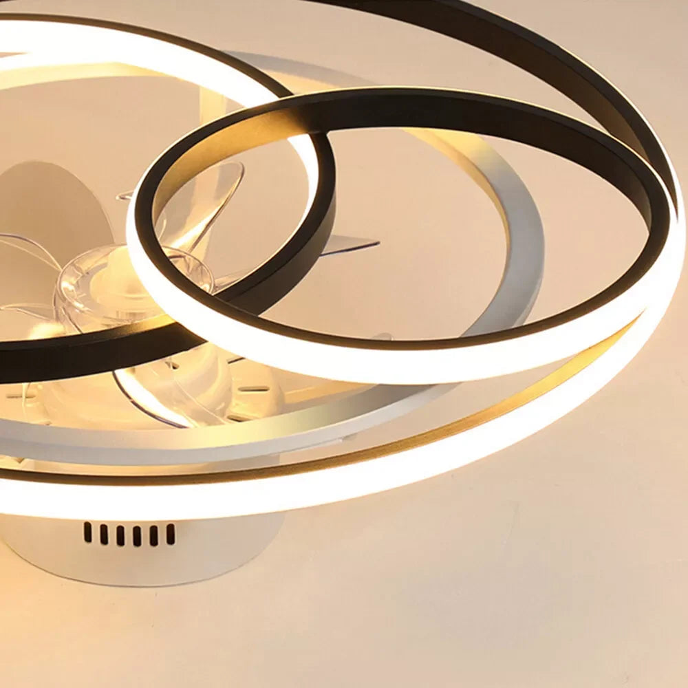 Modern Ceiling Fan Light with 3-Color LED and Remote Control