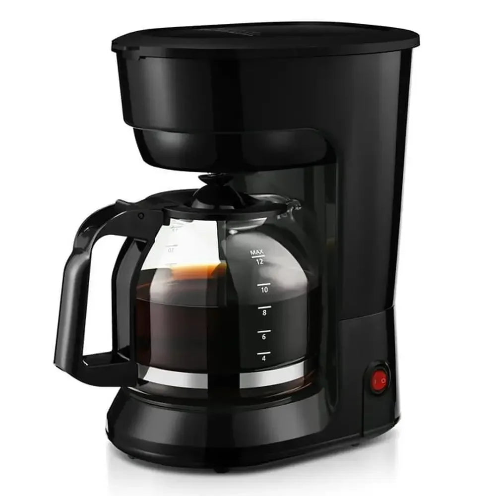 Black 12 Cup Coffee Maker with Auto Keep Warm Function Indicator Light Dishwasher Safe Easy Clean