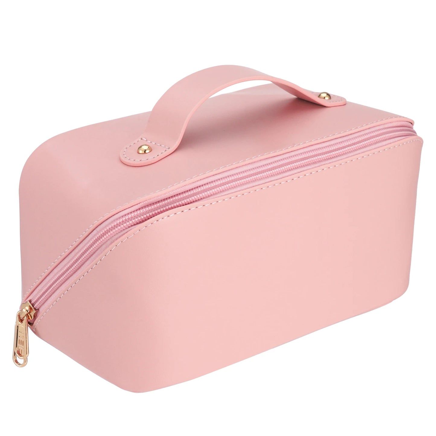Travel Makeup Bag with Divider and Handle Portable PU Leather Waterproof Toiletry Bag Large Capacity Cosmetic Bags for Women