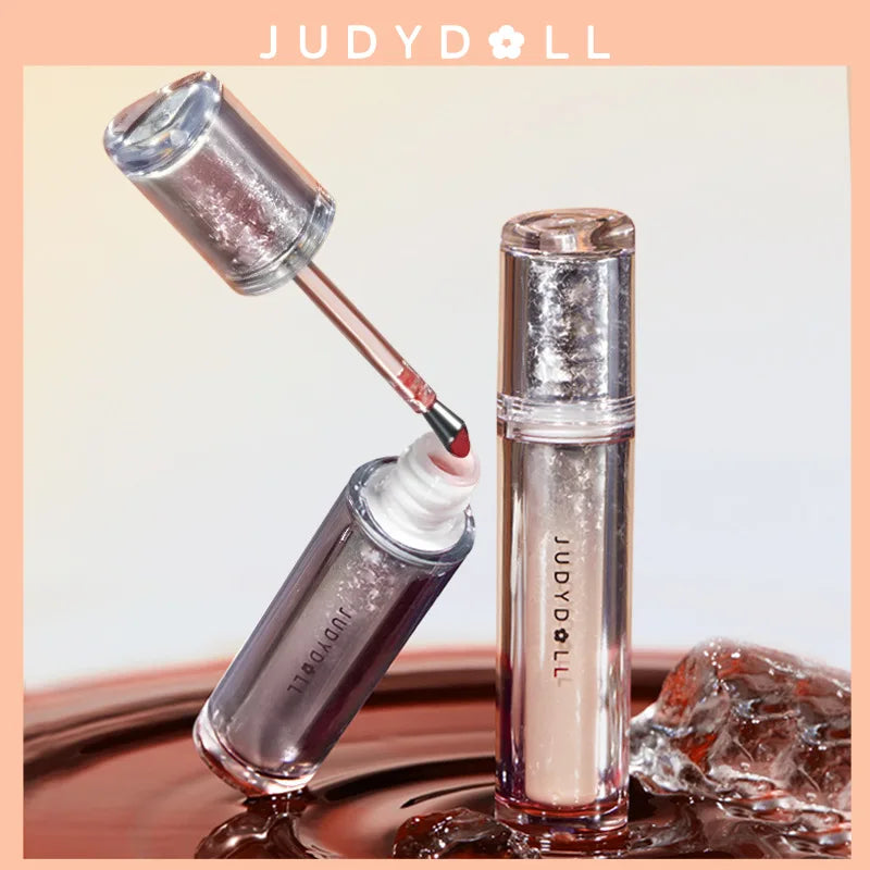 Judydoll Lip Glaze Mirror Shine Watery Lipstick Non Stick Cup Long Lasting Moisturizing Lip Tint Waterproof Makeup Cosmetics