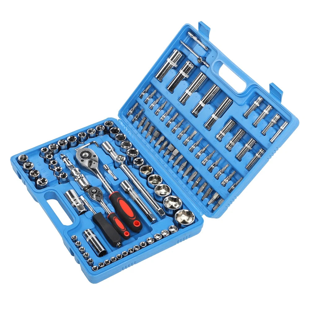 108 Pieces Ratchet Wrench Socket Set 1/4 Inch 1/2 Inch CR40 Steel Tool Kit with Case