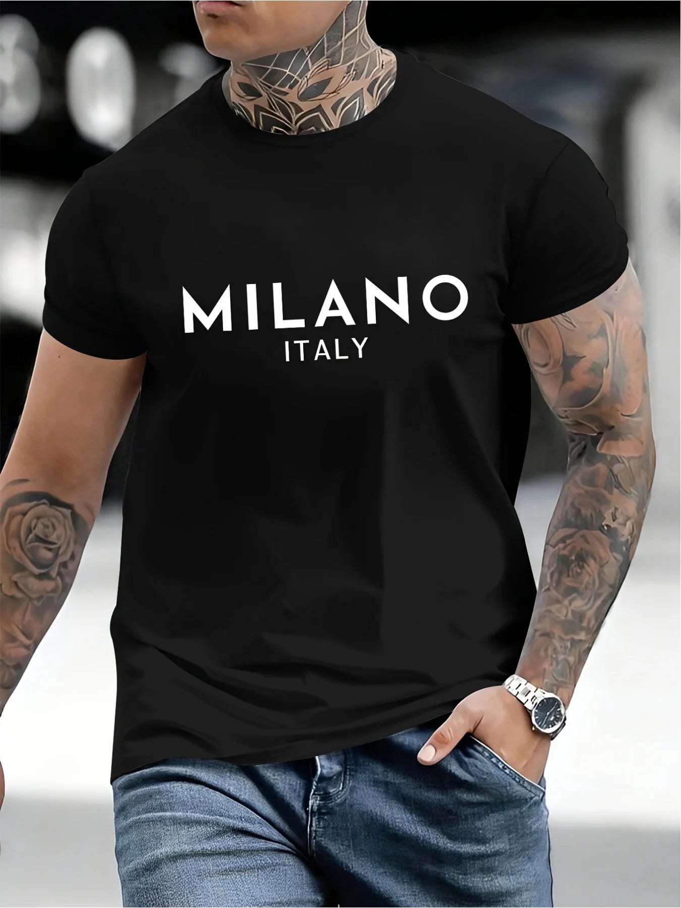 Milano Italy Graphic Print Men's Lightweight Summer T-Shirt Casual Crew Neck Short Sleeve Tee