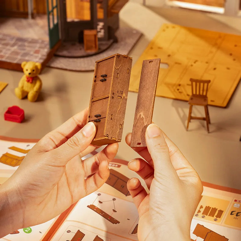 Robotime Rolife Tipsy Restaurant Miniature Dollhouse 3D Wooden Puzzle Bistro Bar Design Gifts for Home Decoration Toys