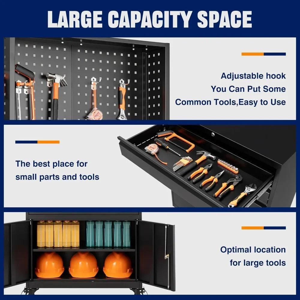 Metal Garage Cabinet With Wheels Adjustable Shelves