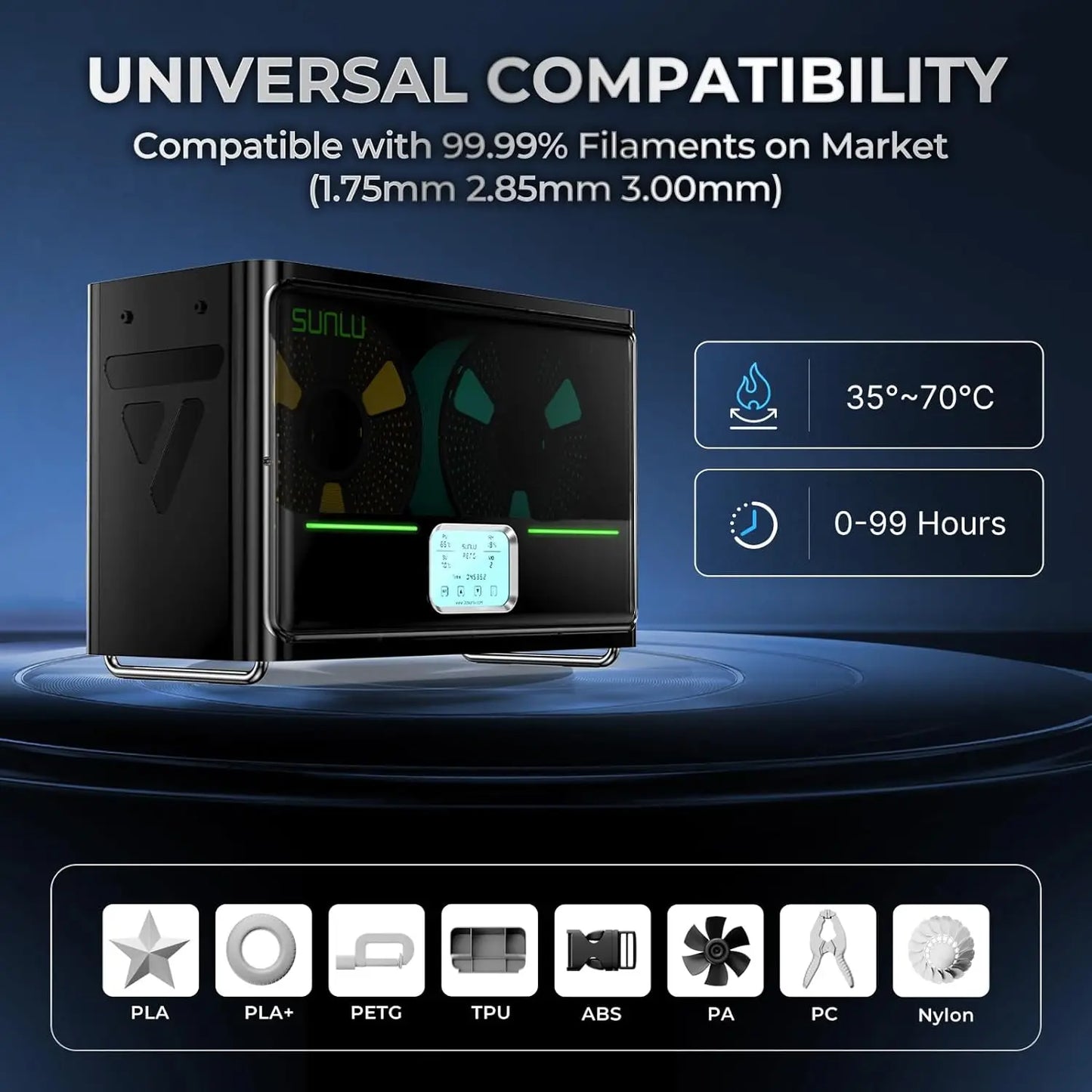 Sunlu S4 Filament Dryer Box Large Capacity 350W PTC Heater for 3D Printing Accessories