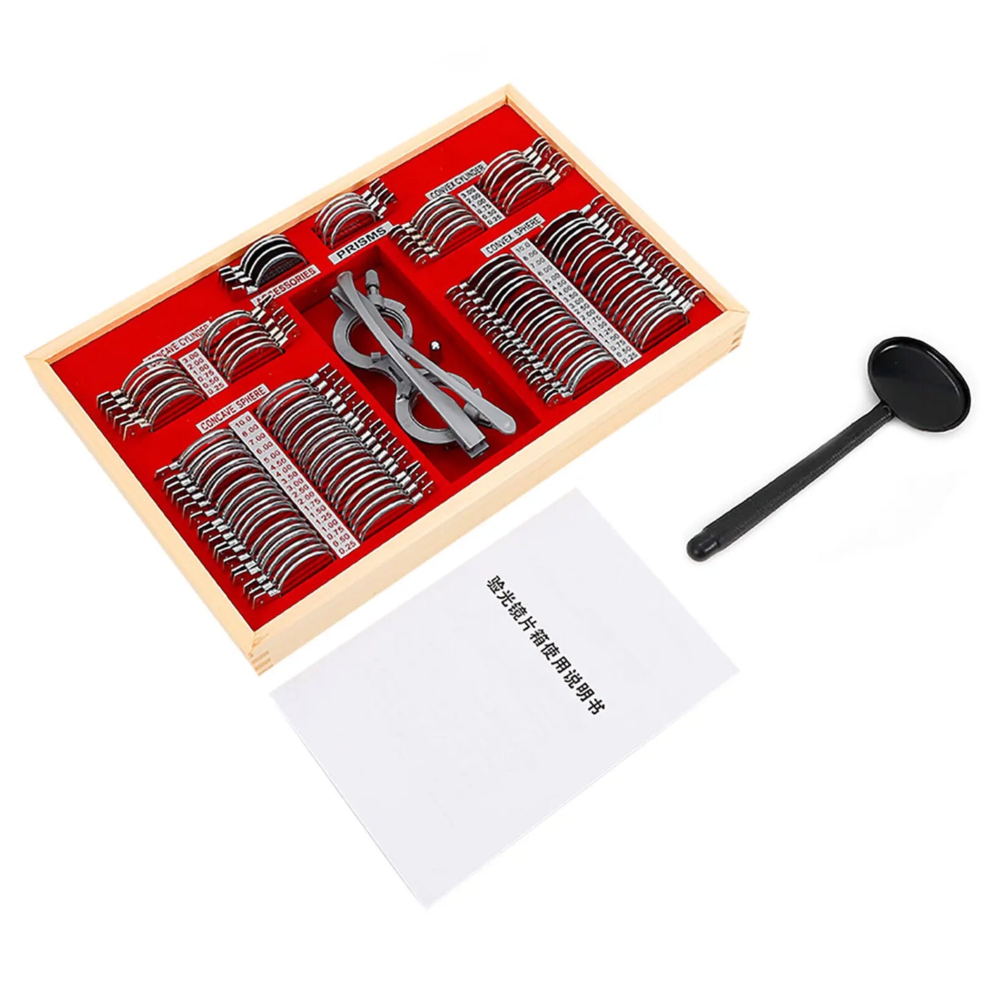 104 Pcs Optometry Optical Trial Lens Kit Test Metal Trial Frame Set W/ Case Box