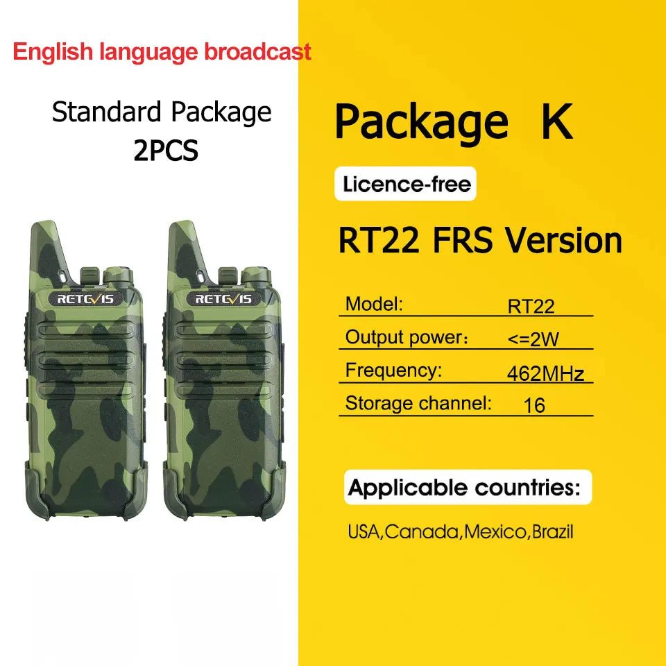 Retevis RT622 Walkie Talkie Mini 2 Pack PMR 446 Portable Two Way Radio Communication Device for Restaurant