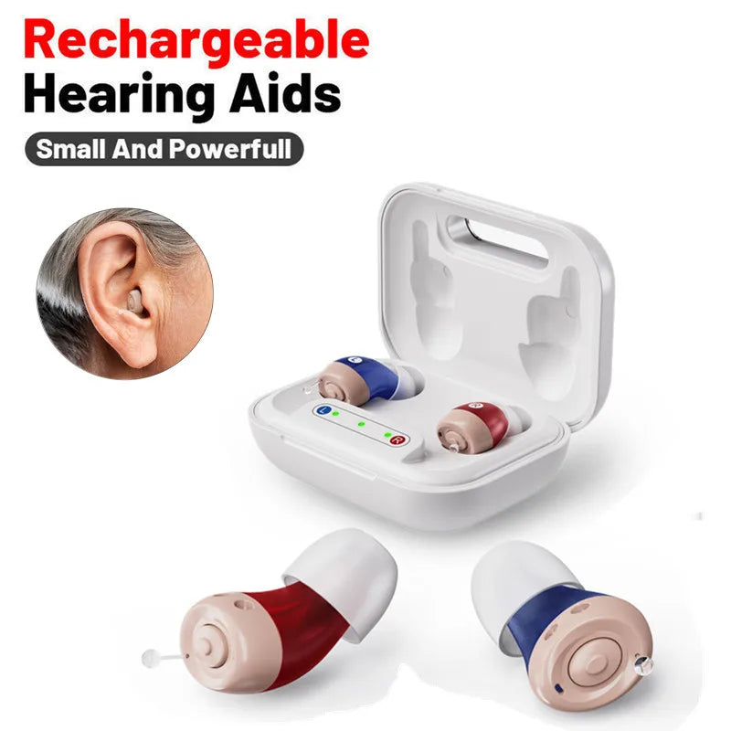 JINGHAO Mini Hearing Aids Rechargeable In Ear Hearing Amplifier Sound Enhancer Fashion Design