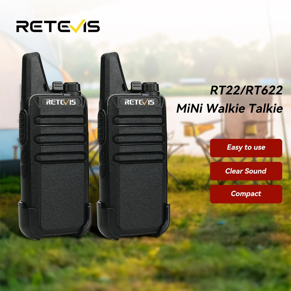 Retevis RT622 Walkie Talkie Mini 2 Pack PMR 446 Portable Two Way Radio Communication Device for Restaurant