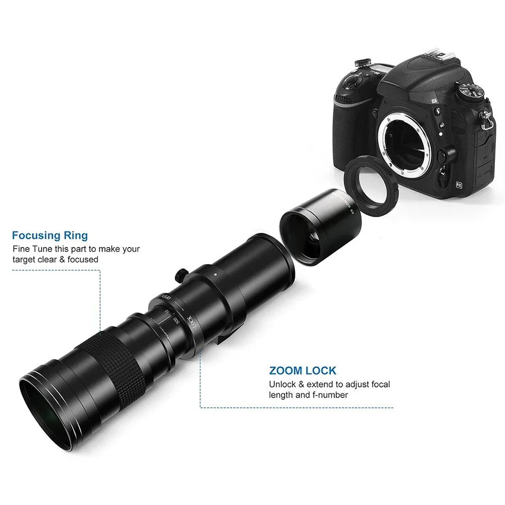 Lightdow 420-800mm F8.3 Telephoto Lens 2x Teleconverter