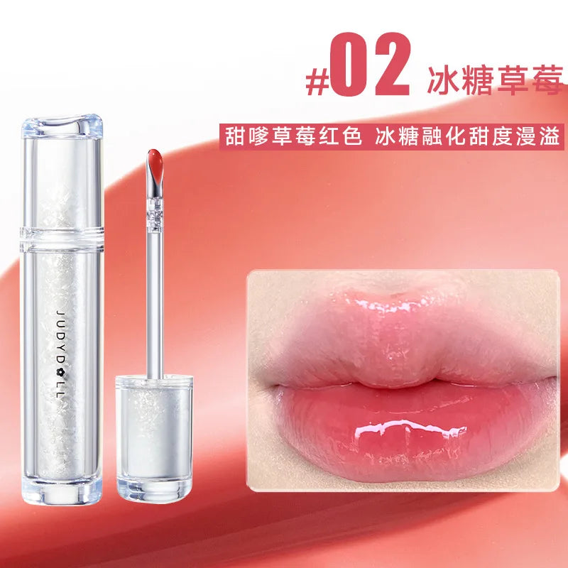 Judydoll Lip Glaze Mirror Shine Watery Lipstick Non Stick Cup Long Lasting Moisturizing Lip Tint Waterproof Makeup Cosmetics