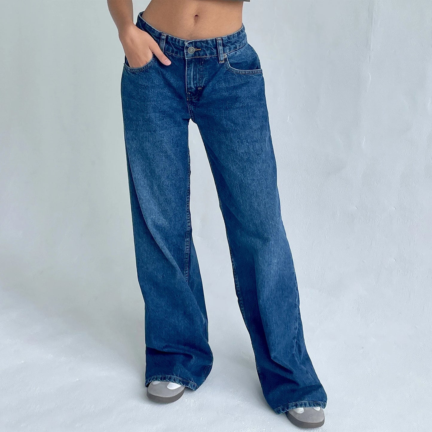 Y2K Baggy Jeans for Women Trendy Low Rise Casual Straight Leg Boyfriend Denim Pants with Pockets Streetwear
