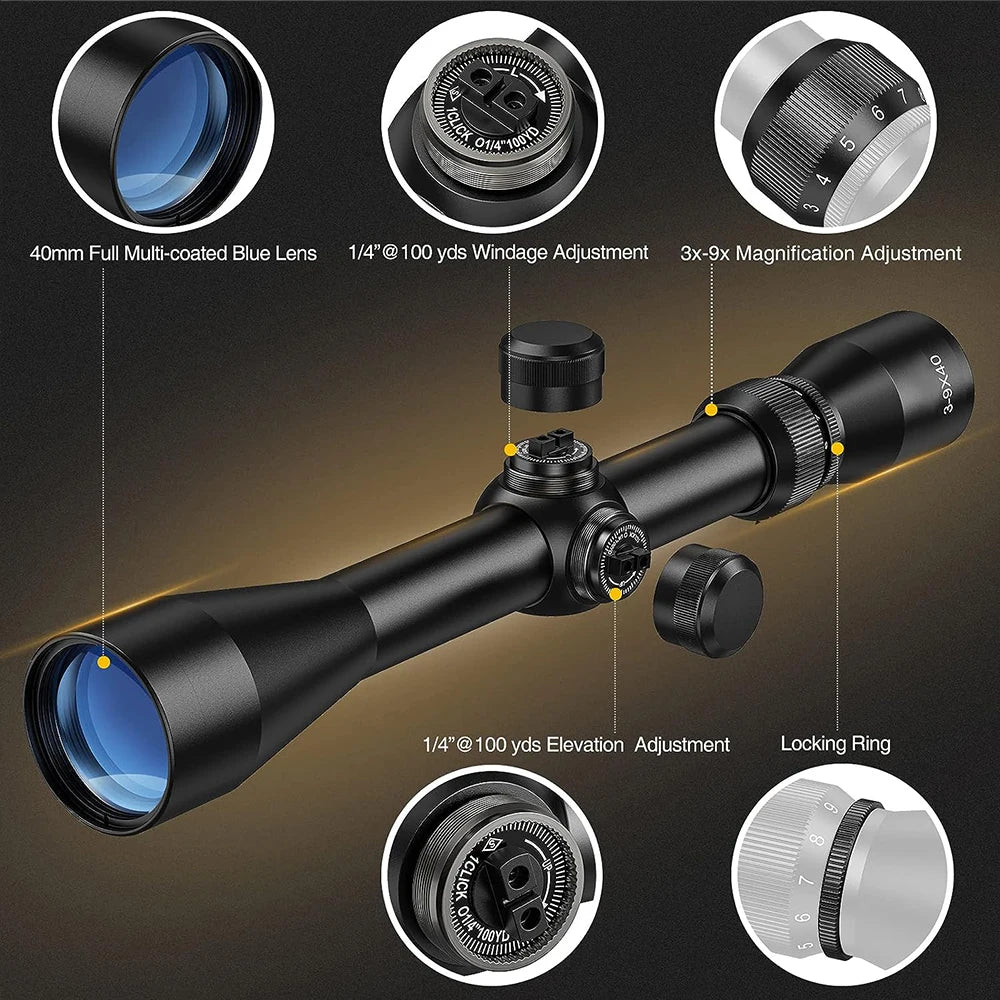 3-9X40 Hunting Deer Air Rifle Scope Wire Rangefinder Reticle Crossbow Mil Dot Riflescope Optical Sights