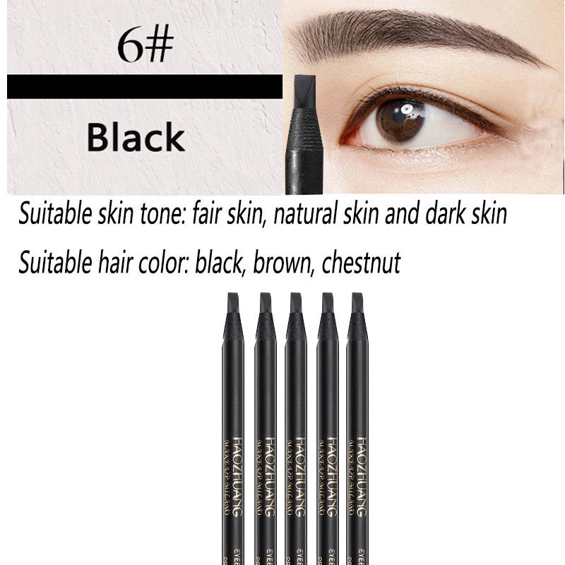 5PCS Haozhuang Brown Eyebrow Pencil Set Natural Waterproof Long Lasting Makeup Cosmetic Brush