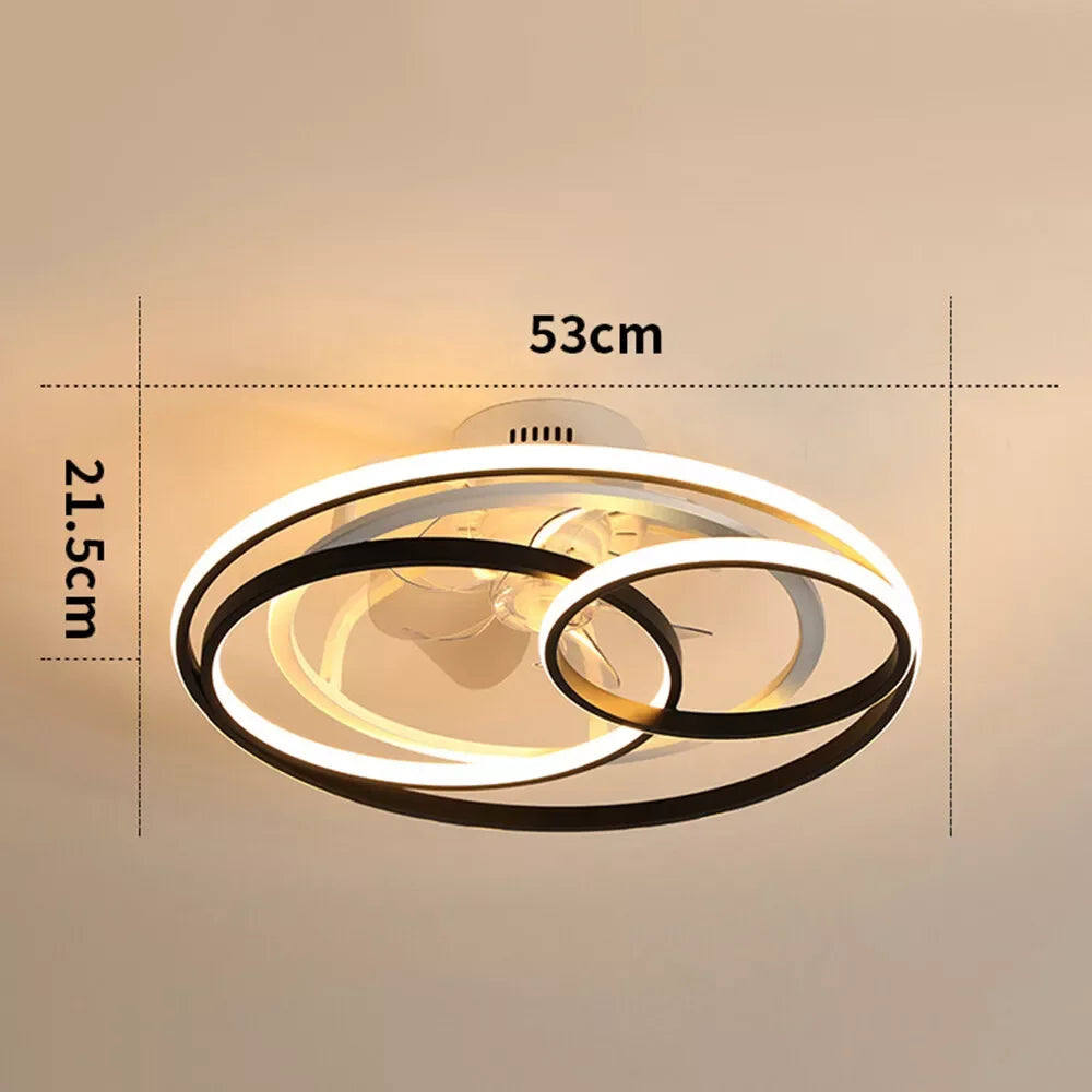 Modern Ceiling Fan Light with 3-Color LED and Remote Control