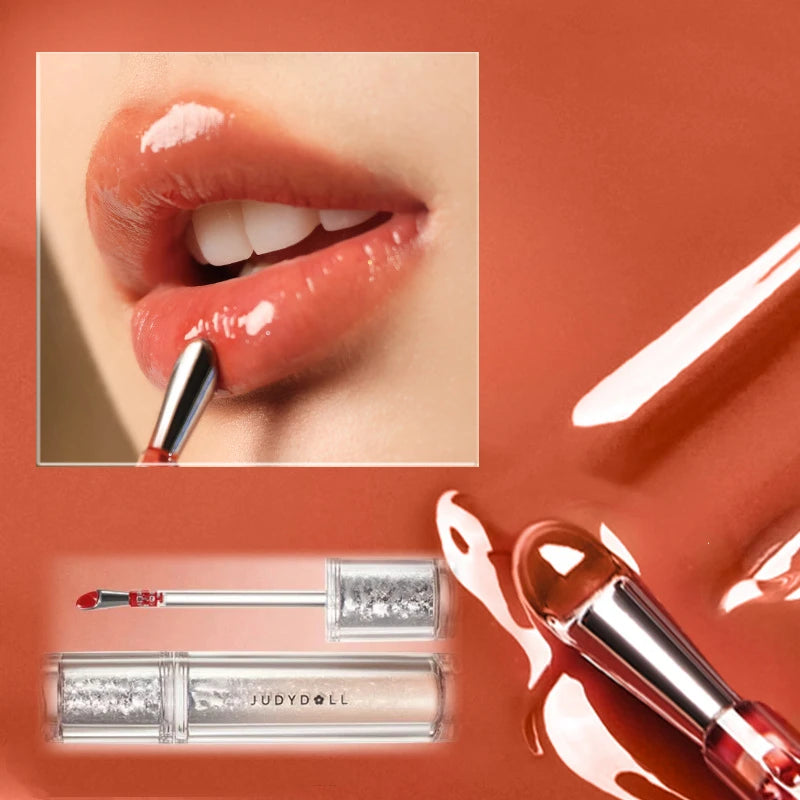 Judydoll Lip Glaze Mirror Shine Watery Lipstick Non Stick Cup Long Lasting Moisturizing Lip Tint Waterproof Makeup Cosmetics