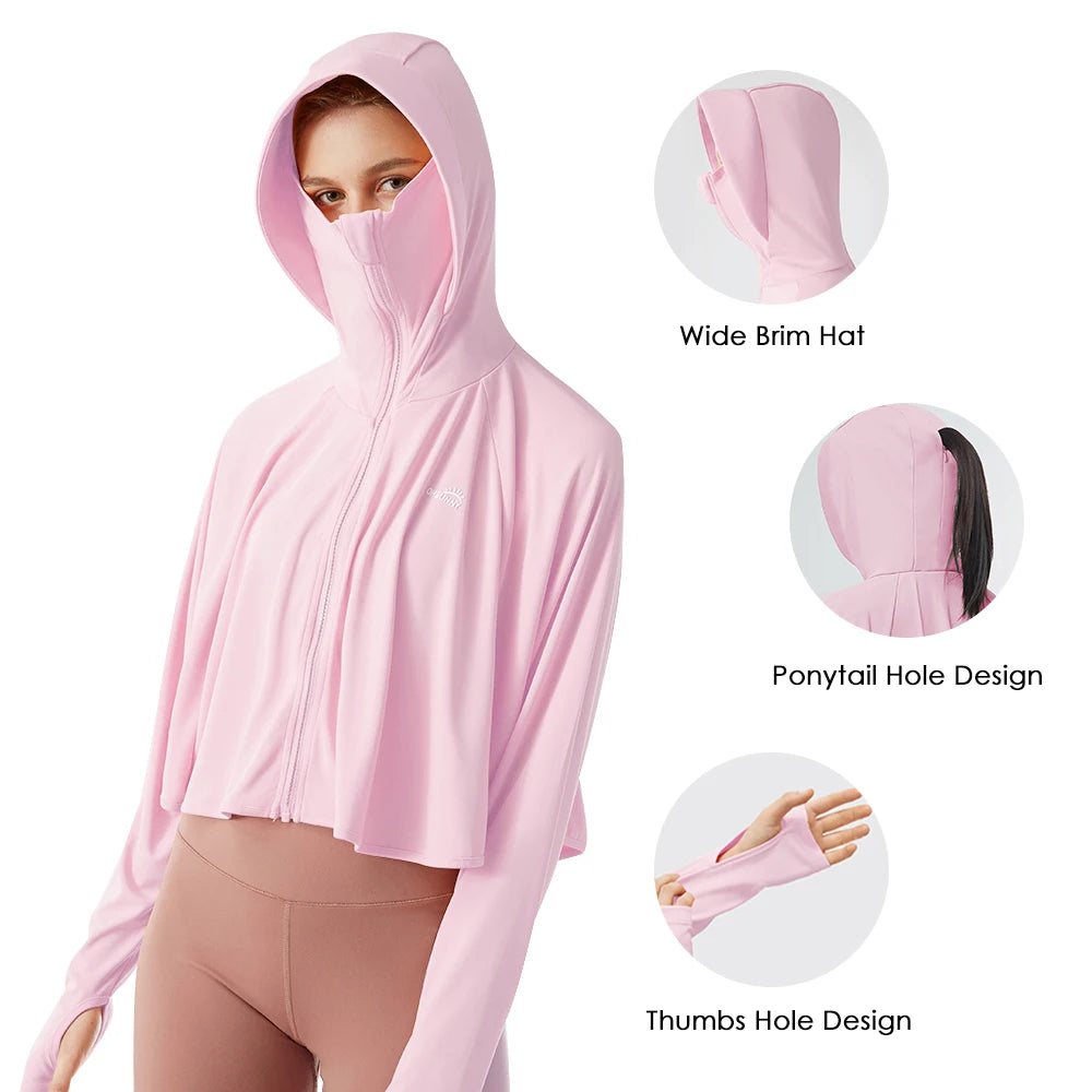 OhSunny Women's Sunscreen Jacket Outdoor Casual UV Protection Hoodie UPF50+ Breathable Coat for Running and Cycling