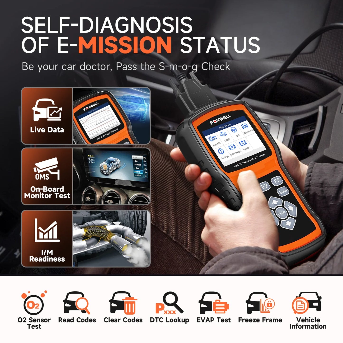 Foxwell NT630 Plus OBD2 Scanner Car Code Reader Diagnostic Tool Bidirectional Scanner with ABS SRS SAS Oil Light Scan Tool